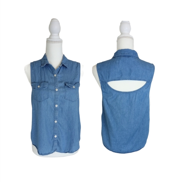 🍉5 for $25* SO Sleeveless Button Up W/Keyhole Back - Picture 1 of 7